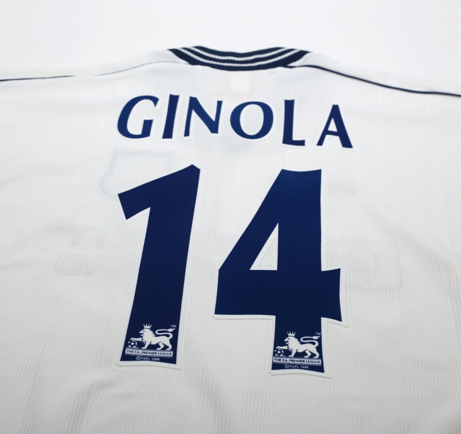 1997/99 GINOLA #14 Tottenham Hotspur Vintage PONY Home Football Shirt (L)