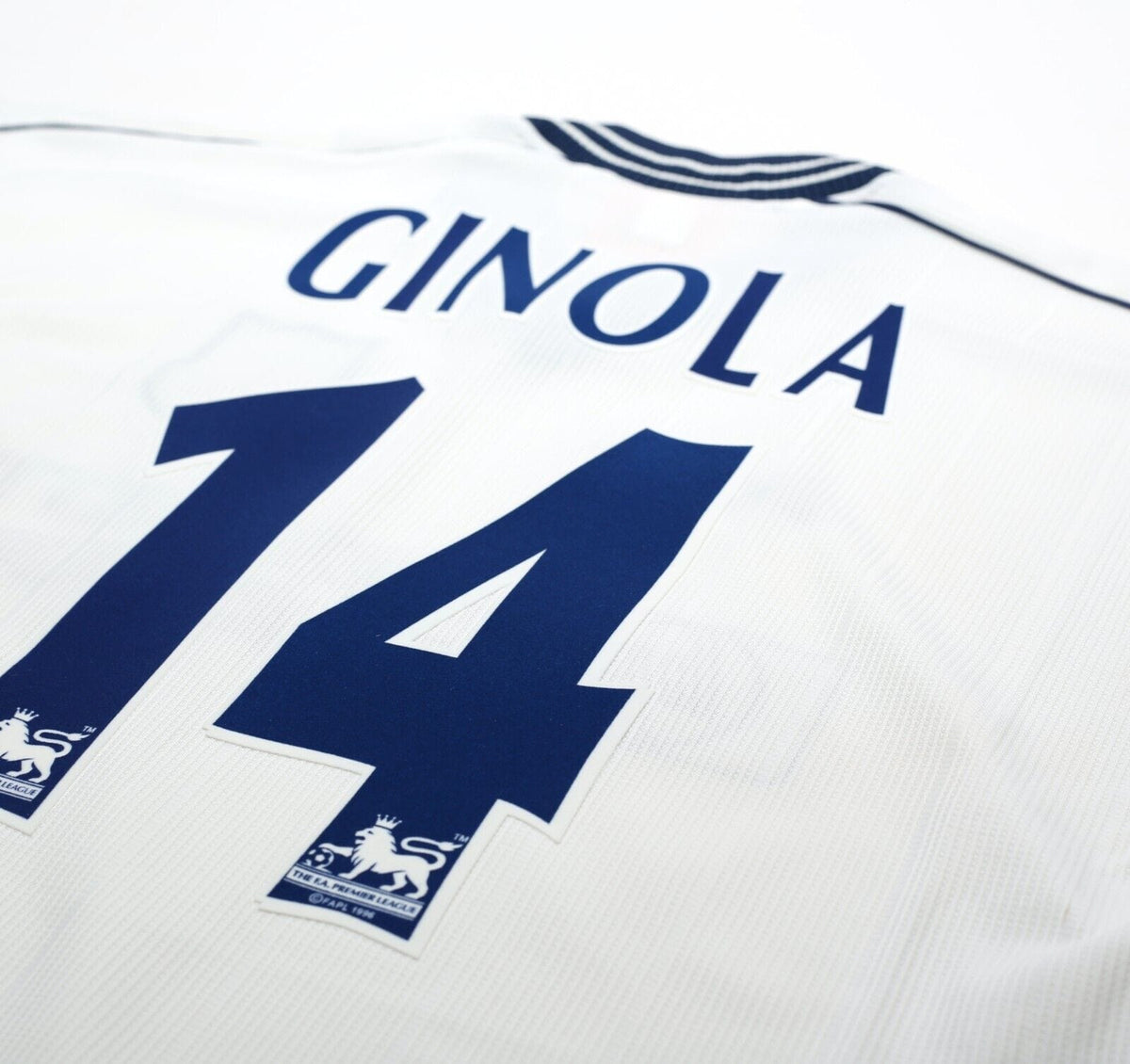 1997/99 GINOLA #14 Tottenham Hotspur Vintage PONY Home Football Shirt (L)