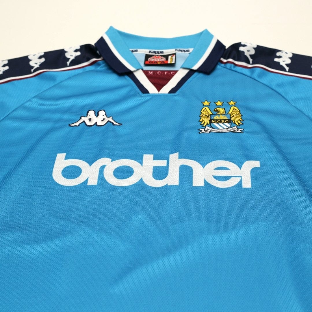1997/99 Kinkladze #10 Manchester City Vintage Kappa Home Football Shirt (L)