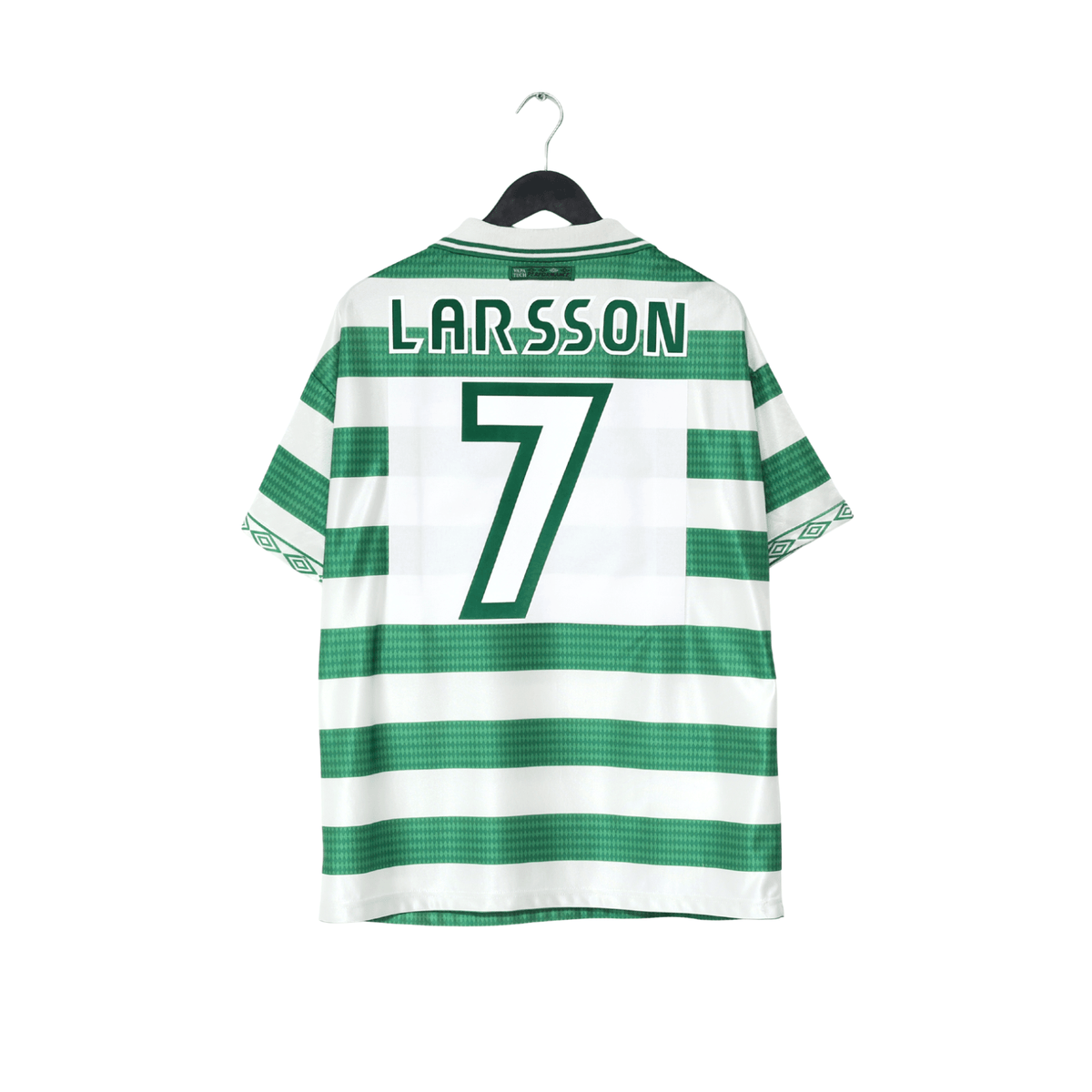 1997/99 LARSSON #7 Celtic Vintage Umbro Home Football Shirt (L)