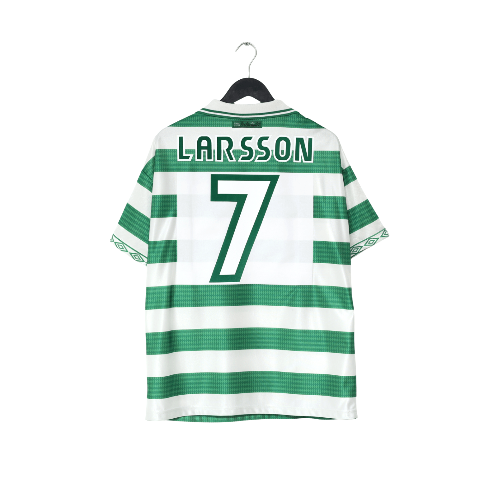 1997/99 LARSSON #7 Celtic Vintage Umbro Home Football Shirt (L)