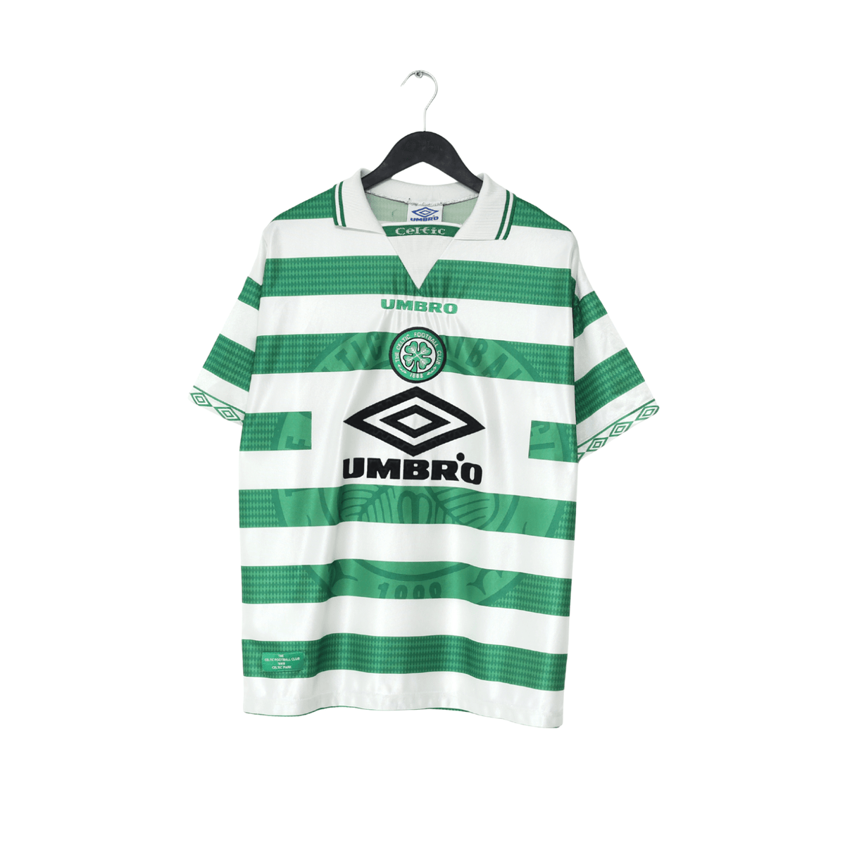 1997/99 LARSSON #7 Celtic Vintage Umbro Home Football Shirt (L)