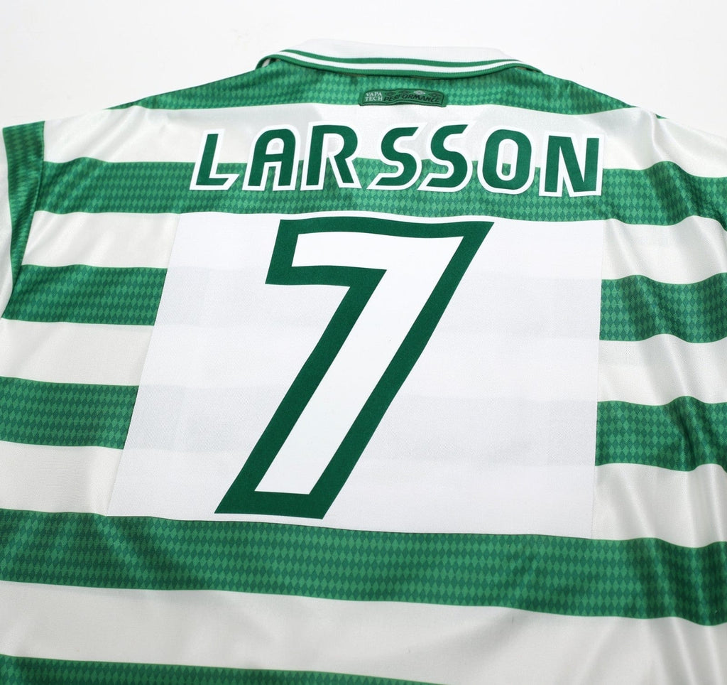 1997/99 LARSSON #7 Celtic Vintage Umbro Home Football Shirt (L)