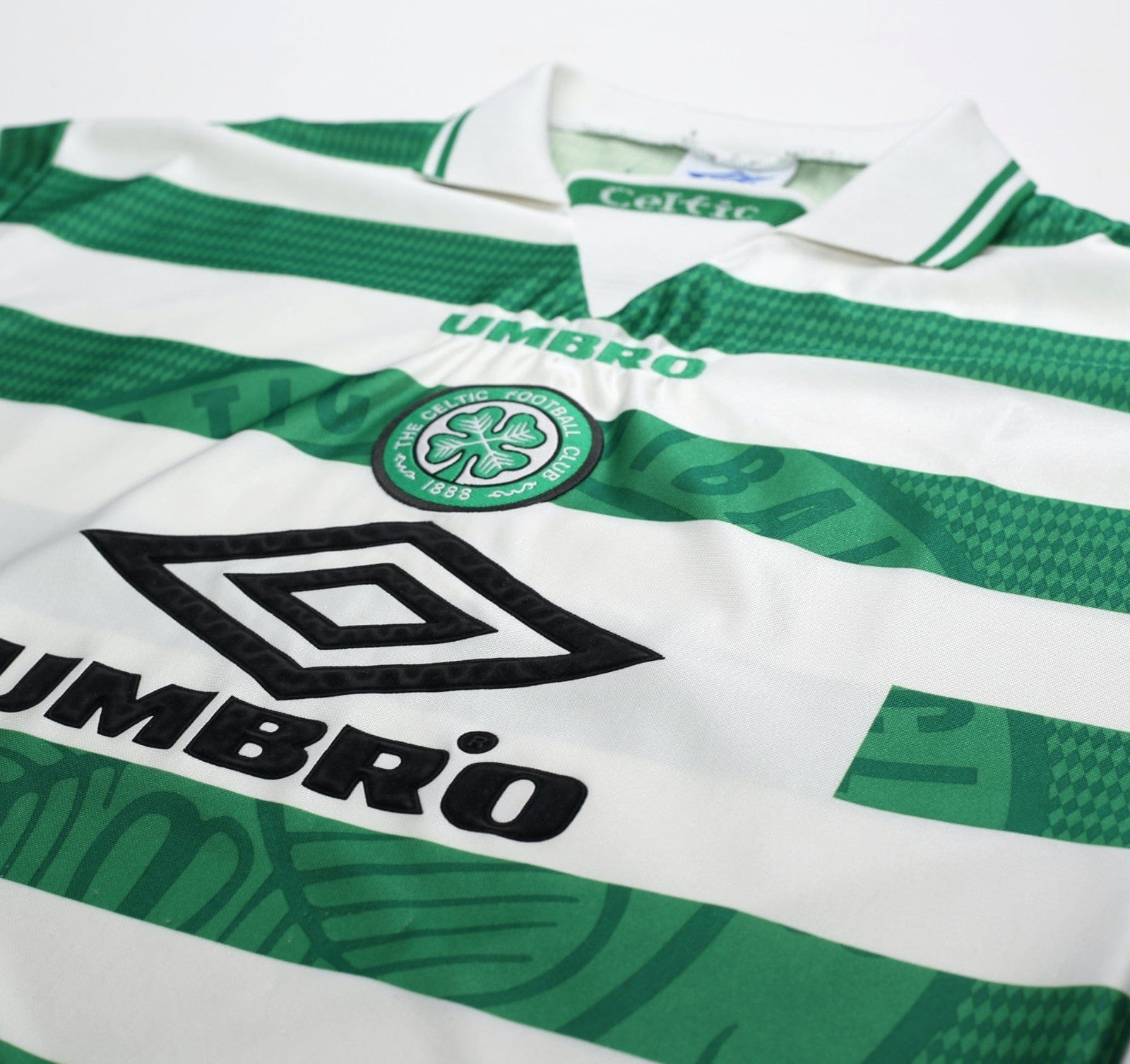 1997/99 LARSSON #7 Celtic Vintage Umbro Home Football Shirt (L)