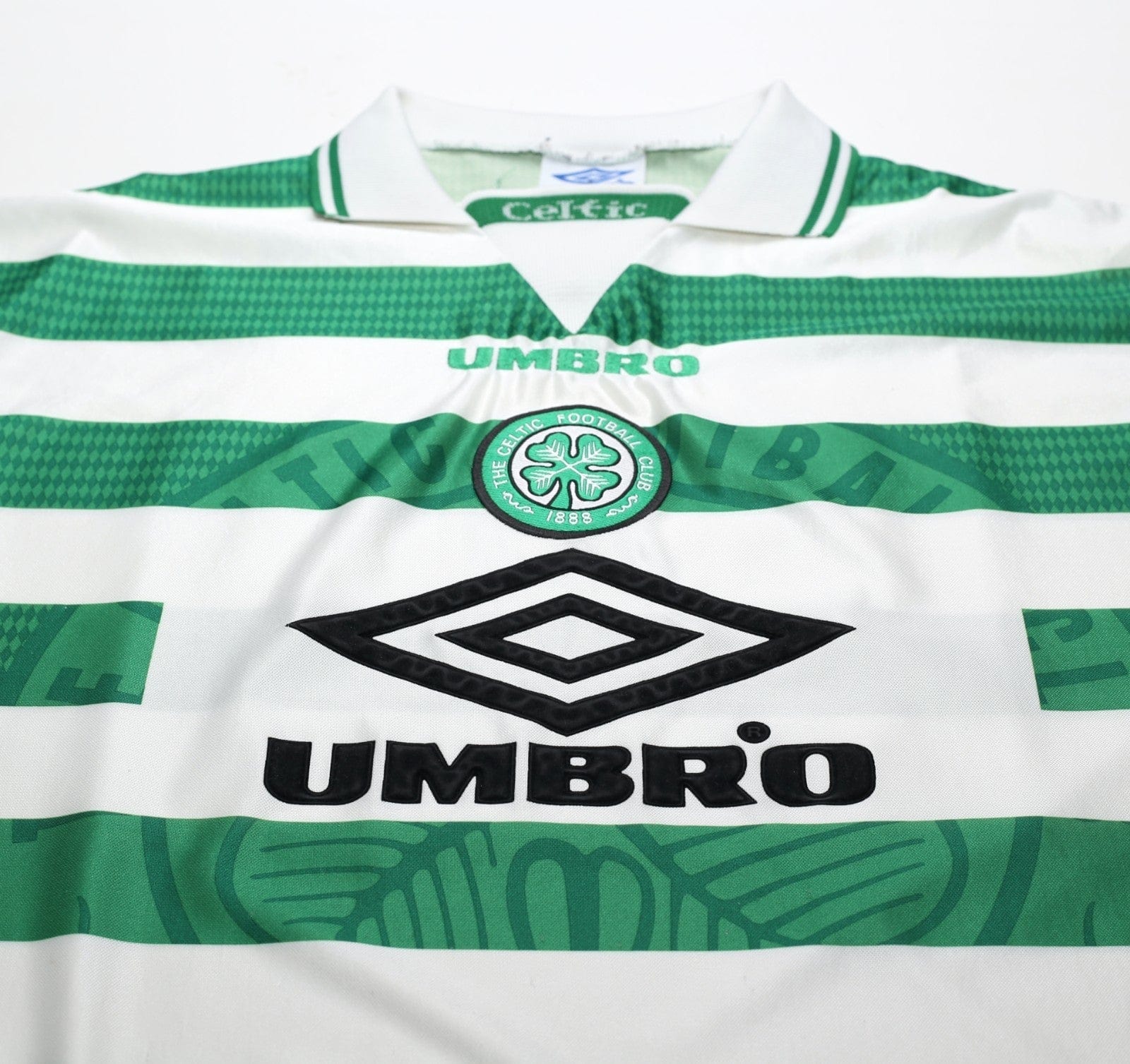1997/99 LARSSON #7 Celtic Vintage Umbro Home Football Shirt (L)