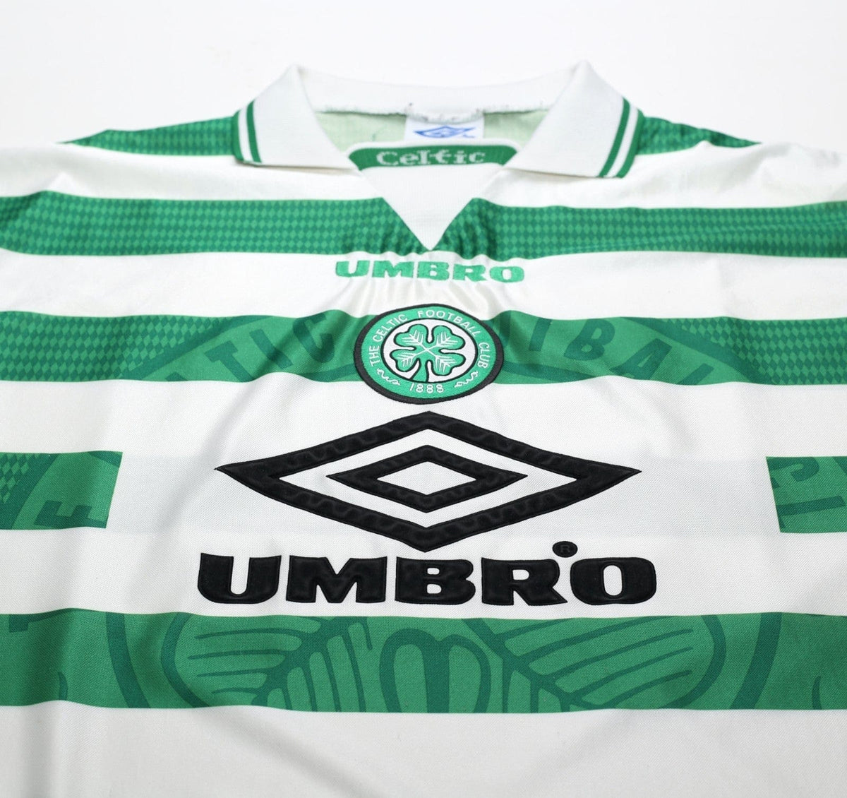 1997/99 LARSSON #7 Celtic Vintage Umbro Home Football Shirt (L)