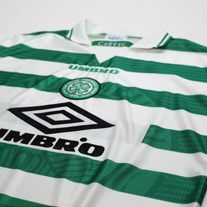 1997/99 Larsson #7 Celtic Vintage Umbro Home Football Shirt (XL)