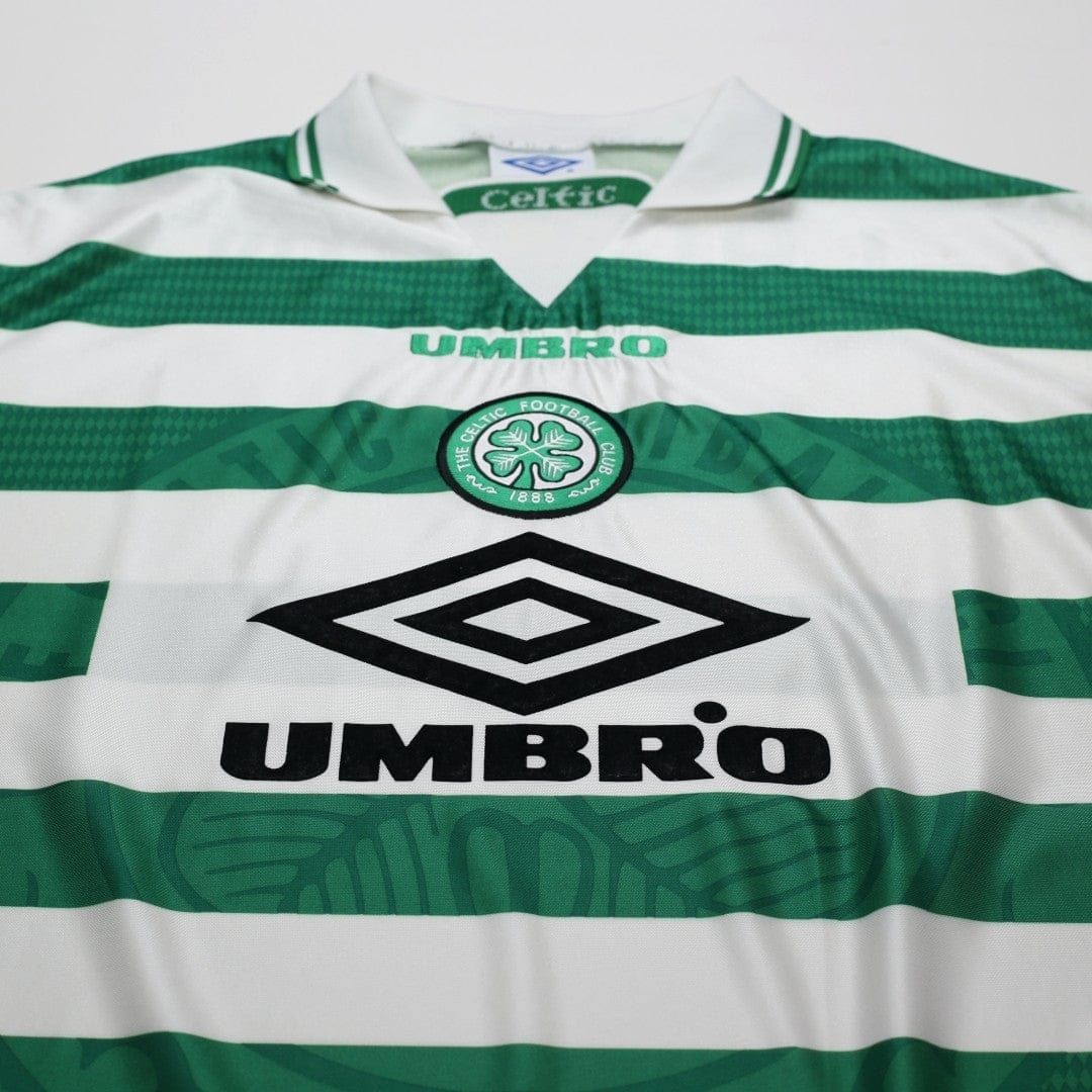 1997/99 Larsson #7 Celtic Vintage Umbro Home Football Shirt (XL)
