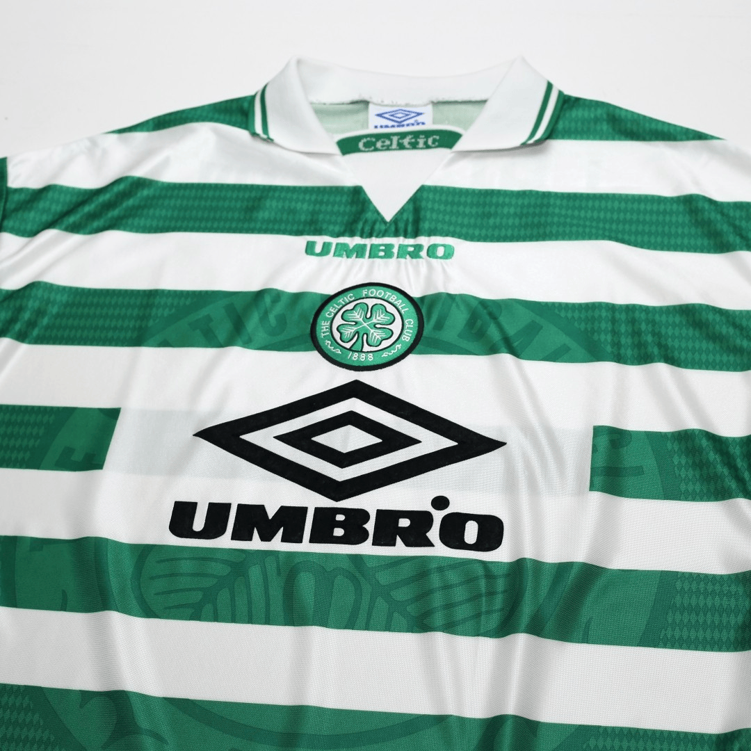 1997/99 Larsson #7 Celtic Vintage Umbro Home Football Shirt (XL)