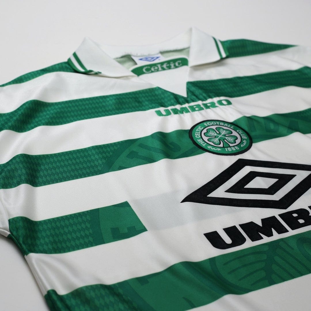 1997/99 Larsson #7 Celtic Vintage Umbro Home Football Shirt (XL)