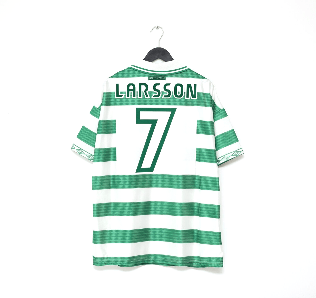 1997/99 LARSSON #7 Celtic Vintage Umbro Home Football Shirt (XL)