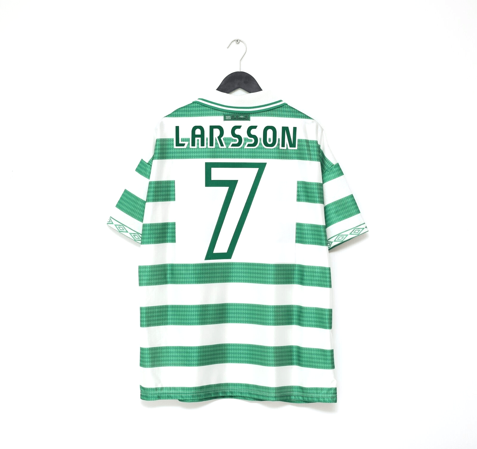 1997/99 LARSSON #7 Celtic Vintage Umbro Home Football Shirt (XL)