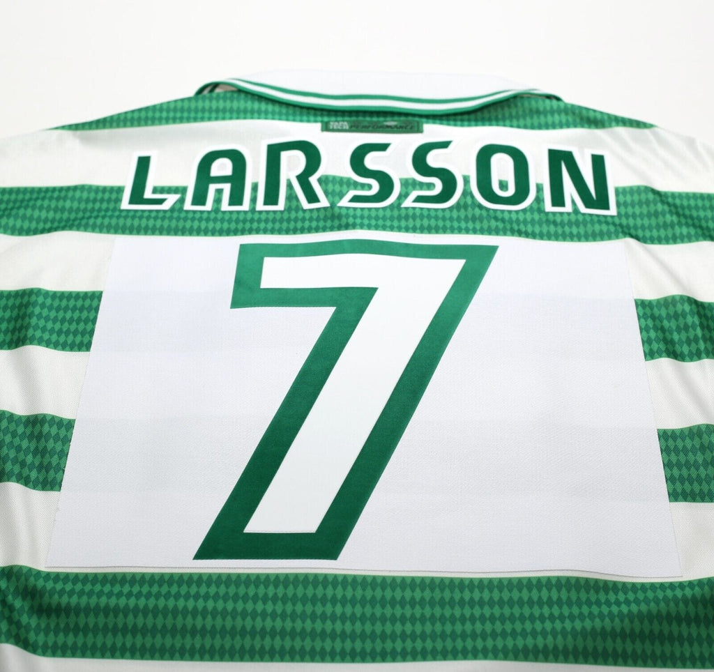 1997/99 LARSSON #7 Celtic Vintage Umbro Home Football Shirt (XL)