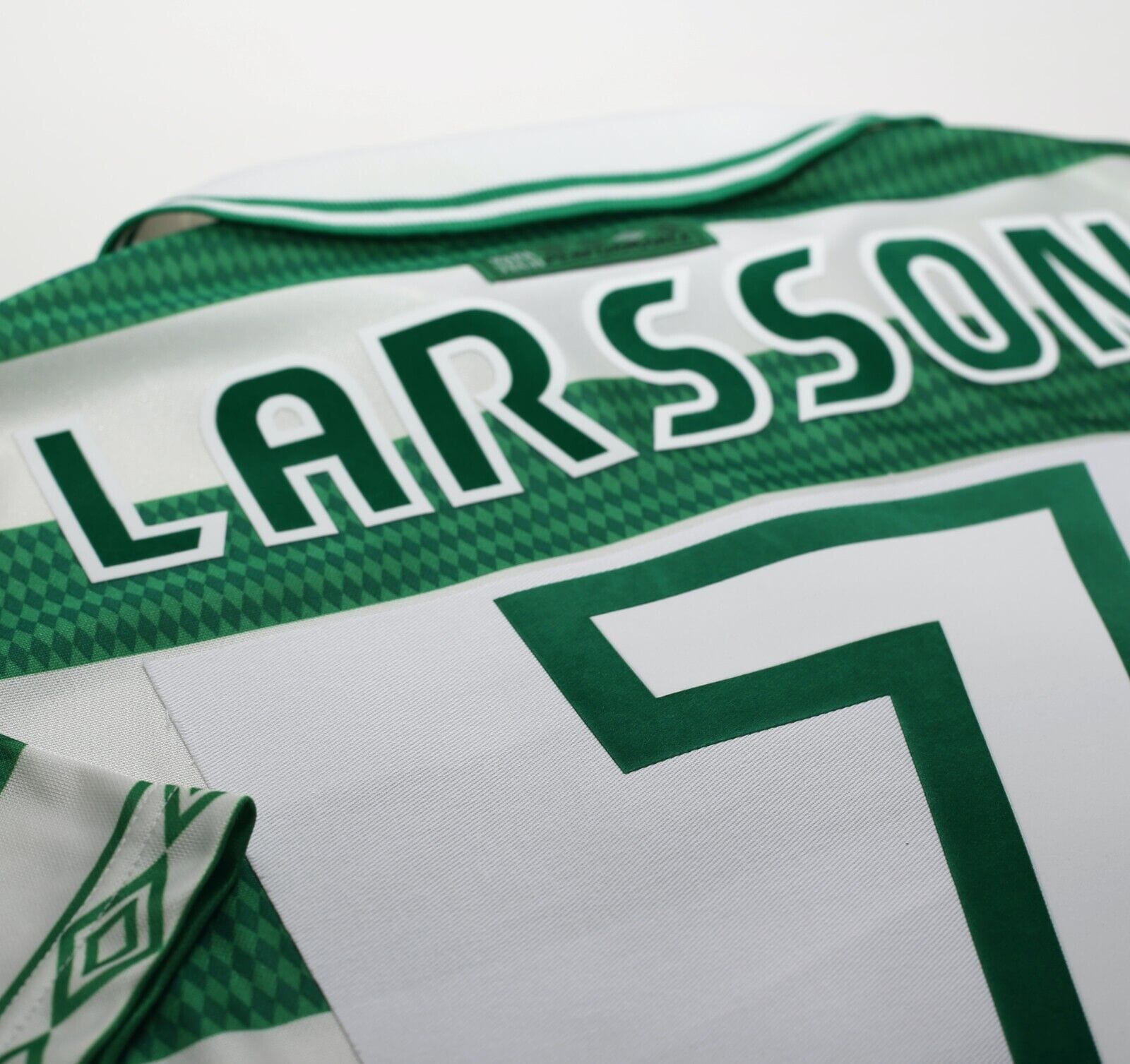 1997/99 LARSSON #7 Celtic Vintage Umbro Home Football Shirt (XL)