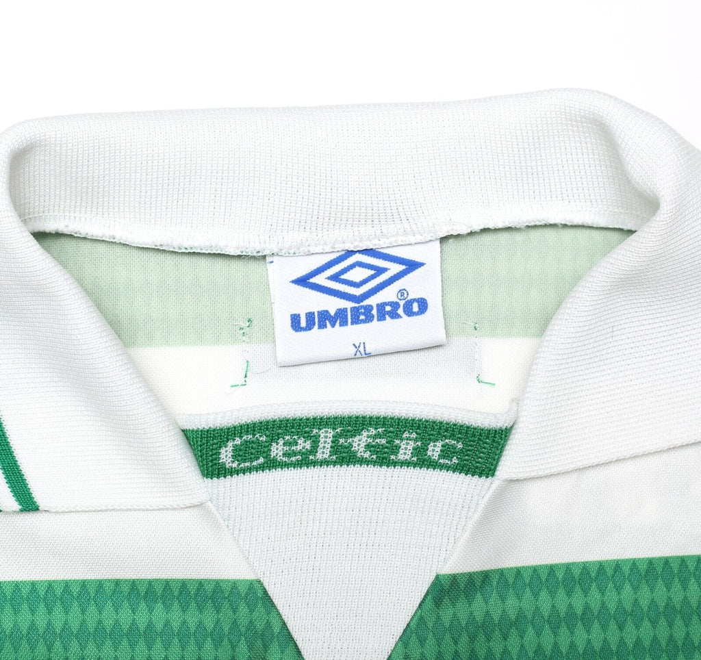1997/99 LARSSON #7 Celtic Vintage Umbro Home Football Shirt (XL)