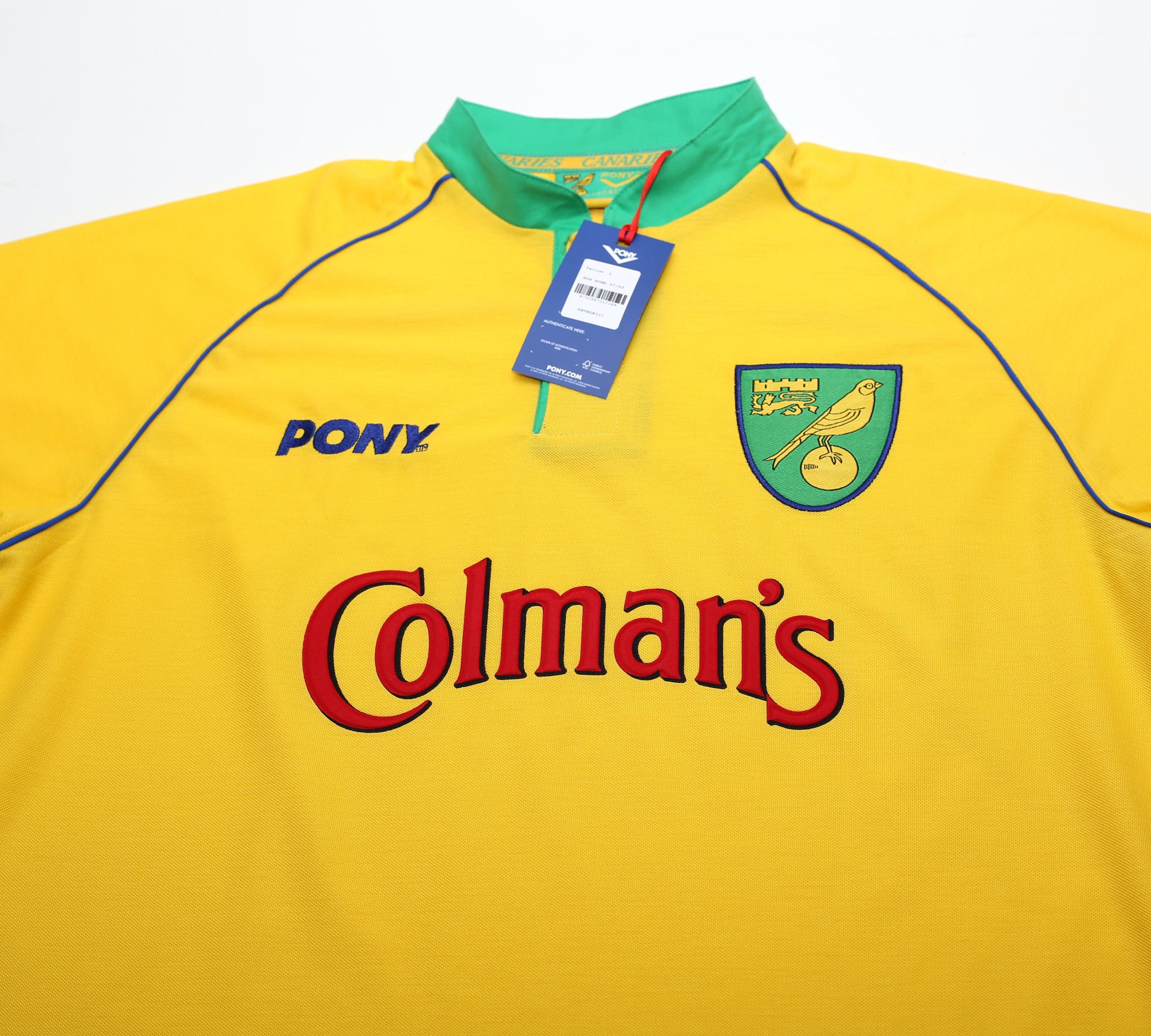 1997/99 NORWICH CITY Retro PONY Reissue Home Football Shirt