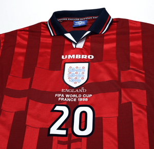 1997/99 OWEN #20 England Vintage Umbro Away Football Shirt (M) World Cup 98