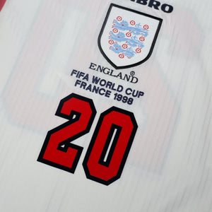 1997/99 Owen #20 England Vintage Umbro Home Football Shirt (L/XL) WC 1998