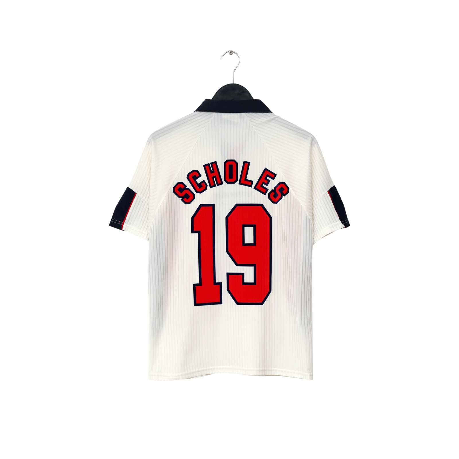 1997/99 SCHOLES #19 England Vintage Umbro Home Football Shirt (M) Le Tournoi