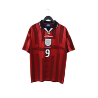 1997/99 Shearer #9 England Vintage Umbro Away Football Shirt (L) Le Tournoi