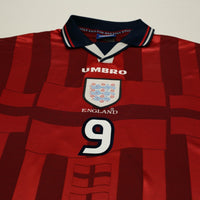 1997/99 Shearer #9 England Vintage Umbro Away Football Shirt (L) Le Tournoi