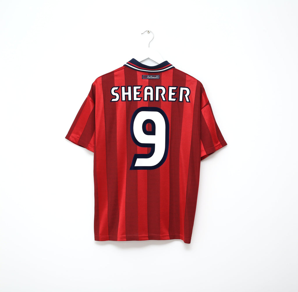 1997/99 SHEARER #9 England Vintage Umbro Away Football Shirt (M) Le Tournoi