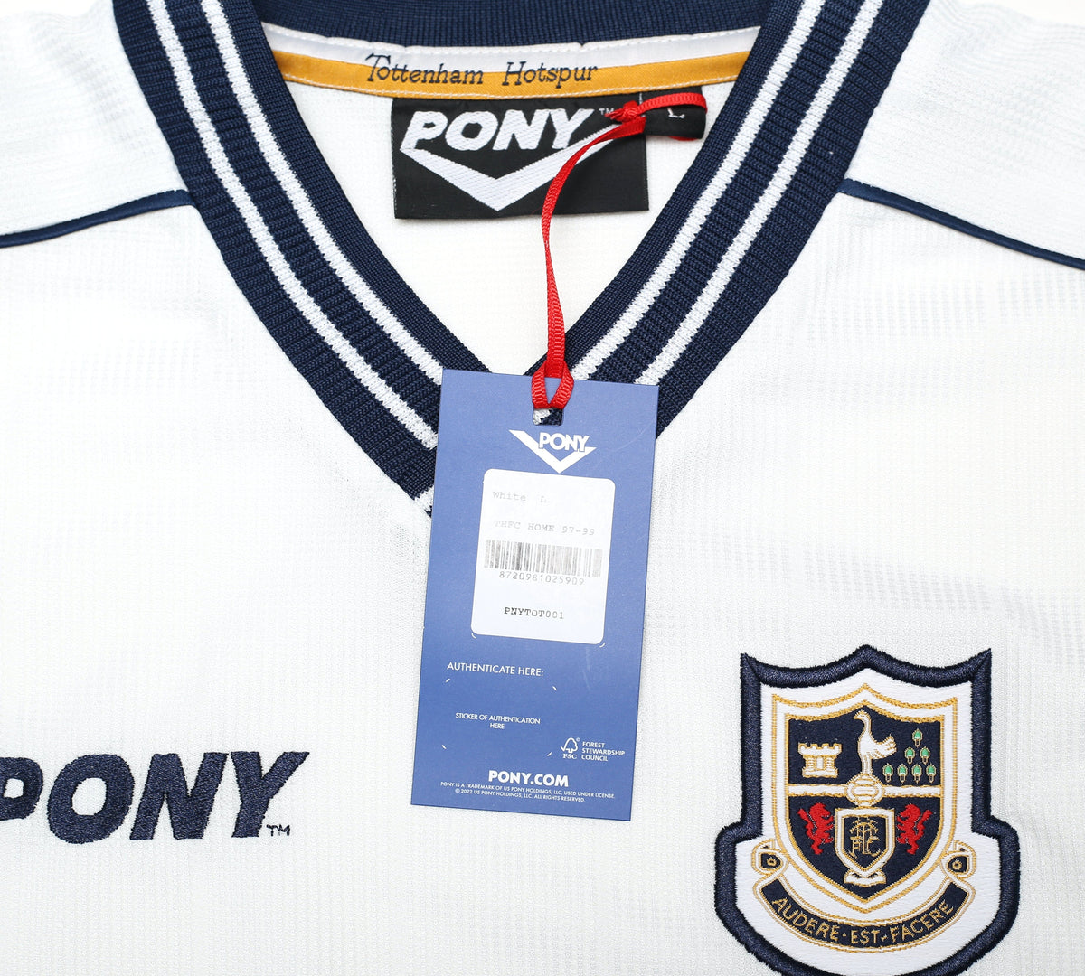1997/99 TOTTENHAM HOTSPUR Retro PONY Reissue Home Football Shirt