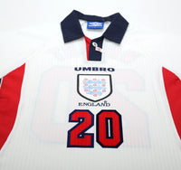 1997/99 WRIGHT #20 England Vintage Umbro Home Football Shirt (L) Le Tournoi