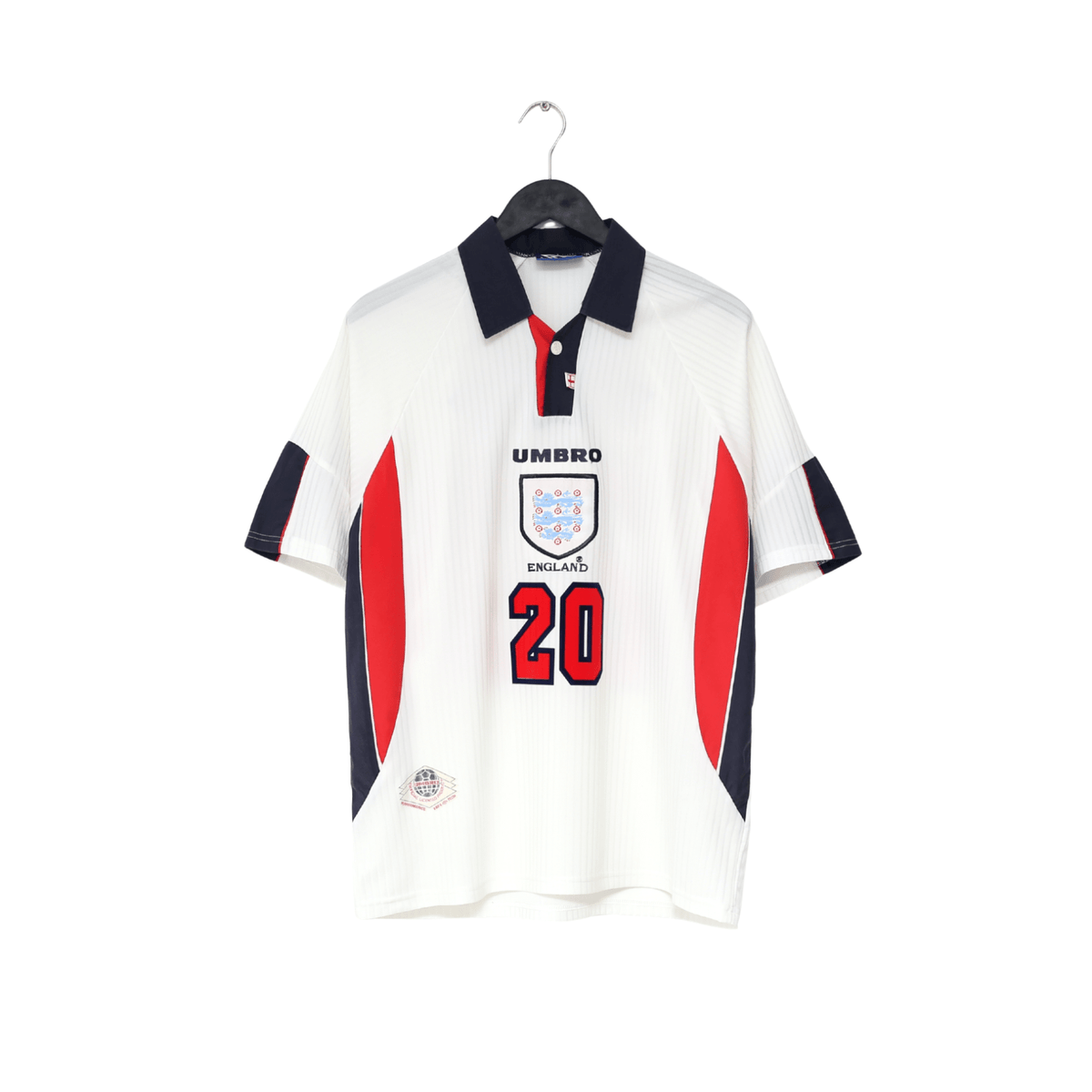1997/99 WRIGHT #20 England Vintage Umbro Home Football Shirt (L) Le Tournoi