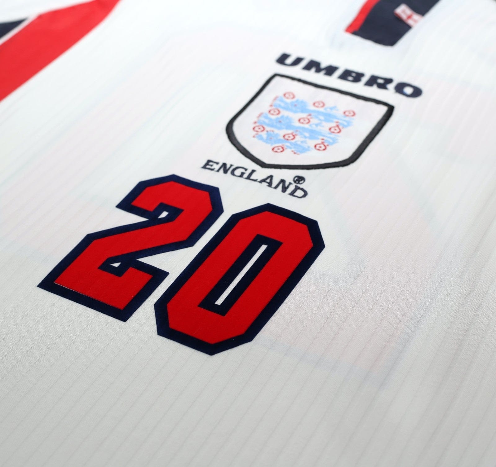 1997/99 WRIGHT #20 England Vintage Umbro Home Football Shirt (L) Le Tournoi