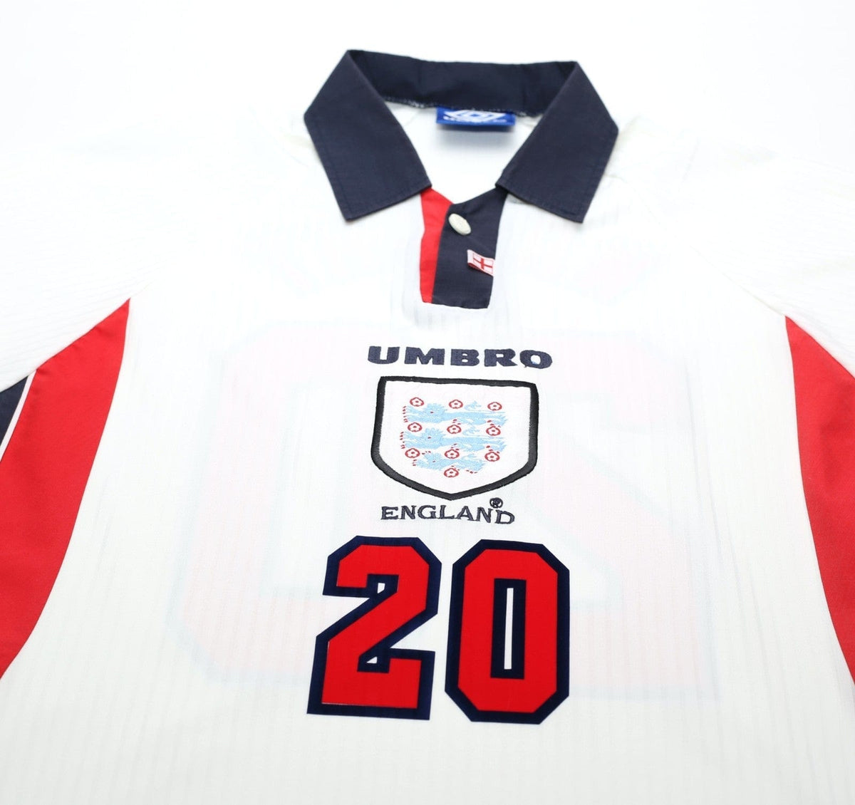 1997/99 WRIGHT #20 England Vintage Umbro Home Football Shirt (L) Le Tournoi