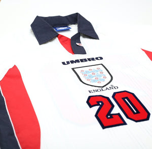 1997/99 WRIGHT #20 England Vintage Umbro Home Football Shirt (L) Le Tournoi