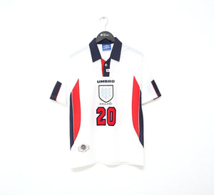1997/99 WRIGHT #20 England Vintage Umbro Home Football Shirt (M) Le Tournoi