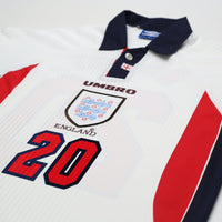 1997/99 Wright #20 England Vintage Umbro Home Football Shirt (M) WC 1998