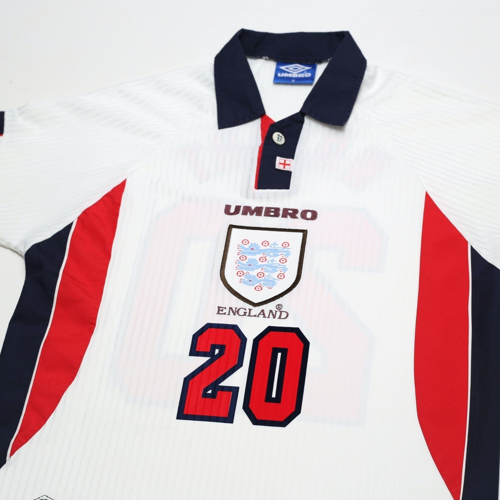 1997/99 Wright #20 England Vintage Umbro Home Football Shirt (M) WC 1998