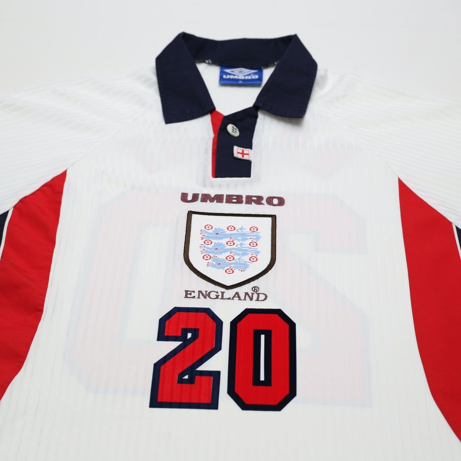 1997/99 Wright #20 England Vintage Umbro Home Football Shirt (M) WC 1998