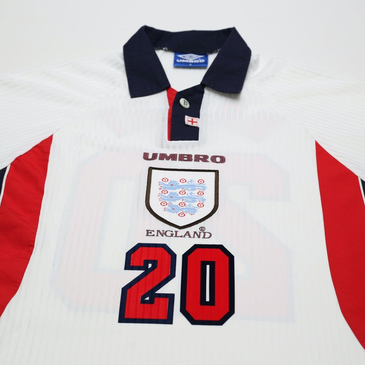 1997/99 Wright #20 England Vintage Umbro Home Football Shirt (M) WC 1998