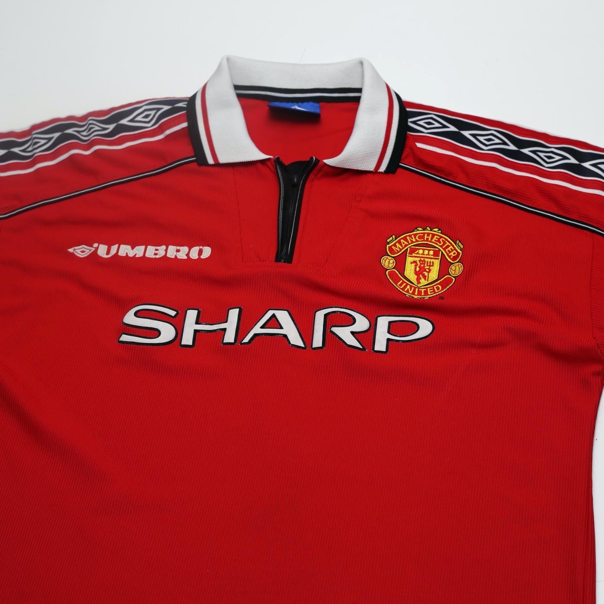 1998/00 Beckham #7 Manchester United Home Football Shirt (L