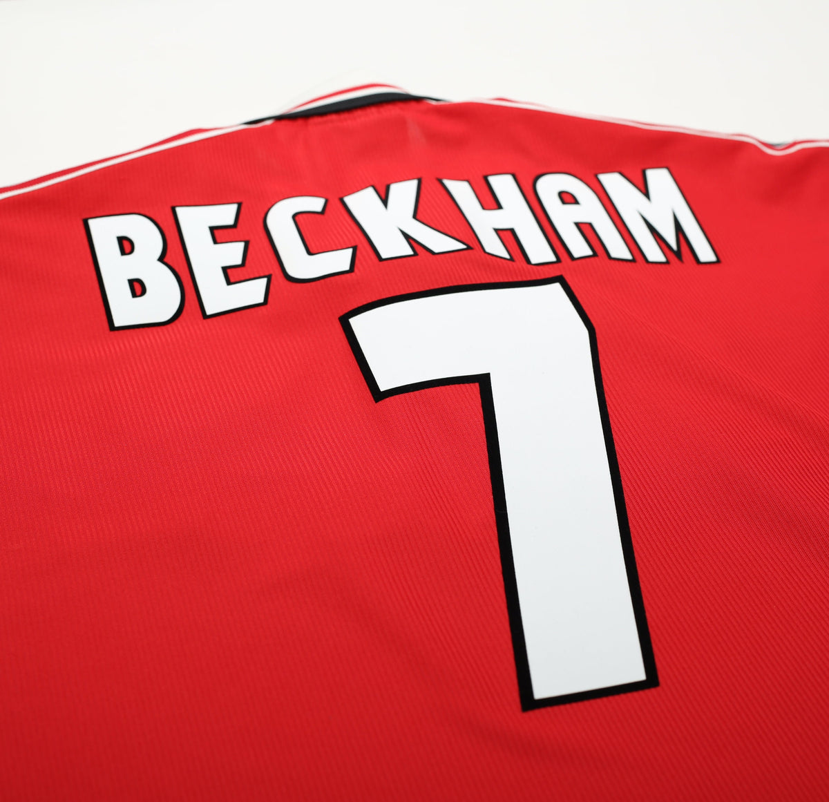 1998/00 BECKHAM #7 Manchester United Home Football Shirt (L) SIGNED John Ashton
