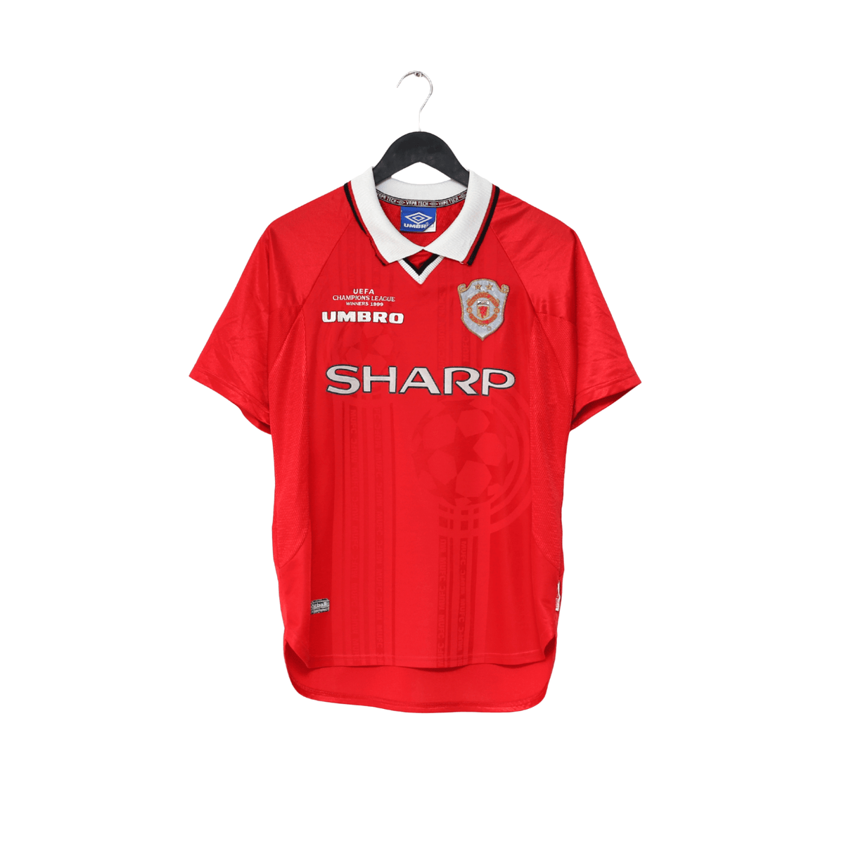 1998/00 Beckham #7 Manchester United Umbro Champions League winners home football shirt from the 1999 Treble season