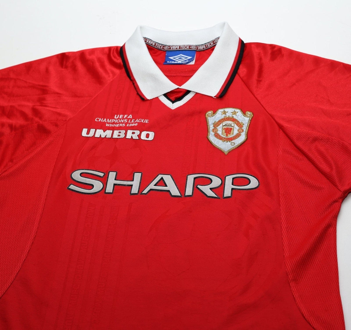 1998/00 BECKHAM #7 Manchester United Vintage Umbro CL Winners Football Shirt (M)