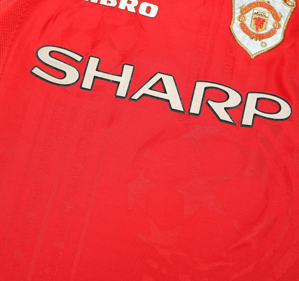 1998/00 BECKHAM #7 Manchester United Vintage Umbro CL Winners Football Shirt (M)