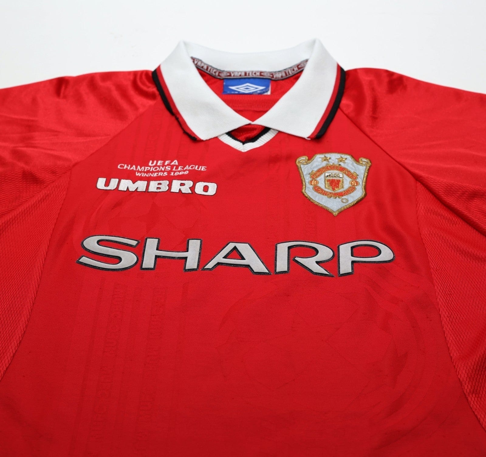 1998/00 BECKHAM #7 Manchester United Vintage Umbro CL Winners Football Shirt (M)