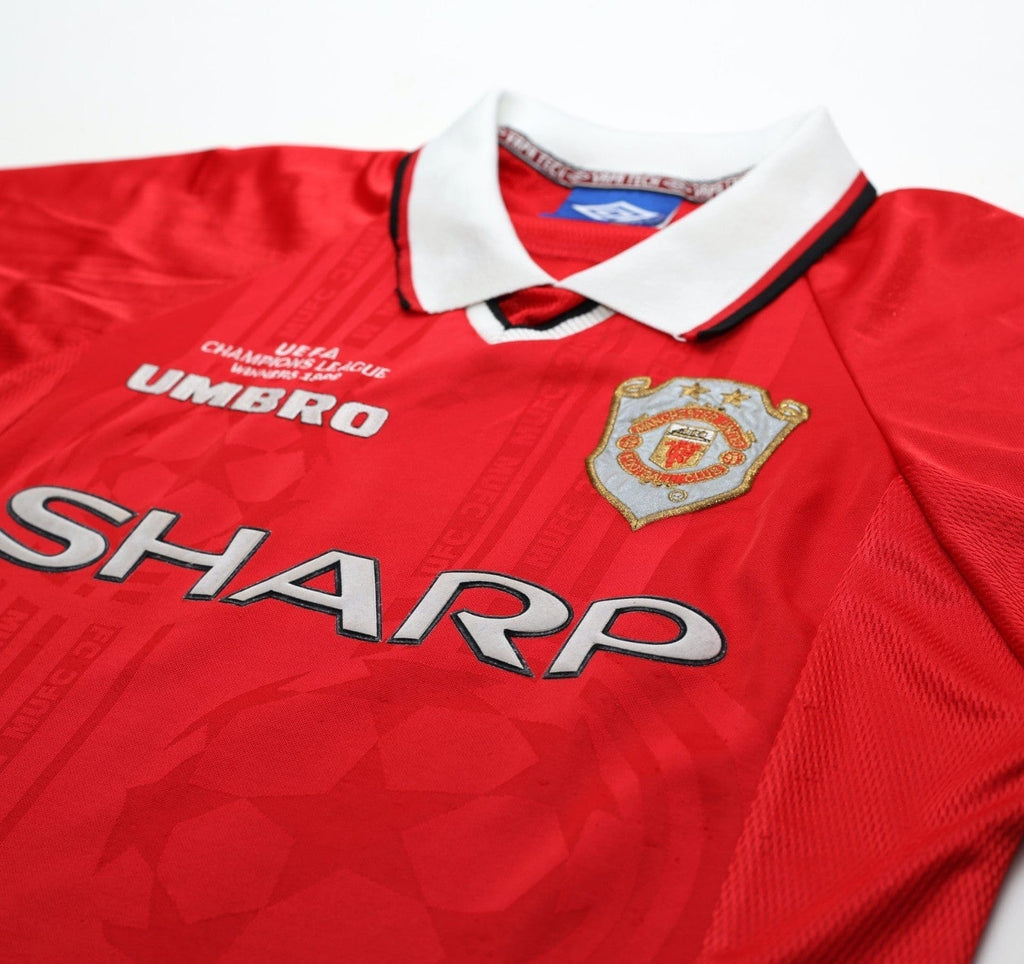 1998/00 BECKHAM #7 Manchester United Vintage Umbro CL Winners Football Shirt (M)