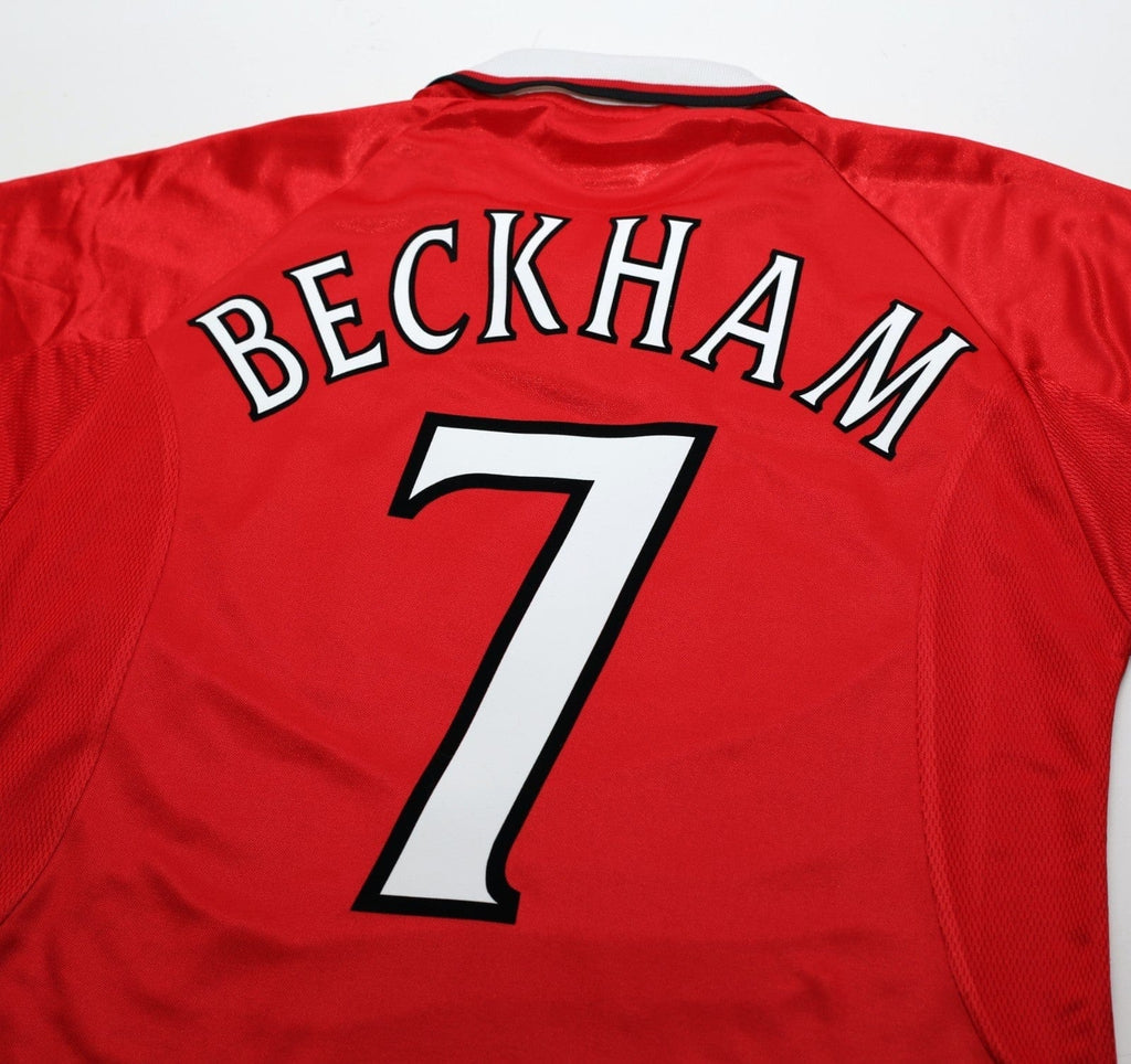 1998/00 BECKHAM #7 Manchester United Vintage Umbro CL Winners Football Shirt (M)