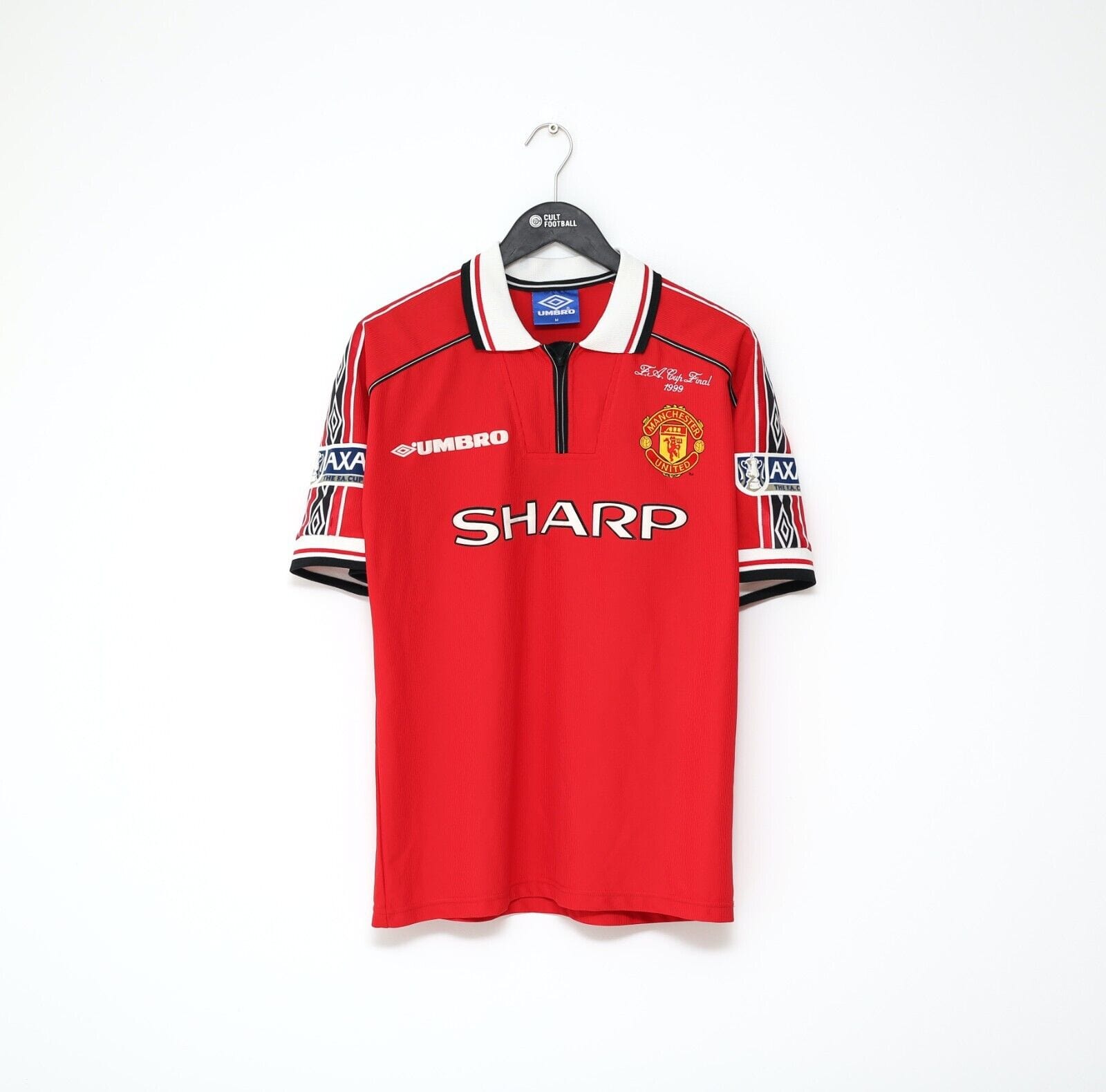 1998/00 BECKHAM #7 Manchester United Vintage Umbro FA Cup Football Shirt (M)