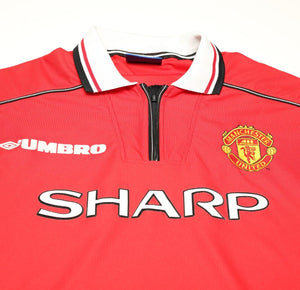 1998/00 BECKHAM #7 Manchester United Vintage Umbro Home Football Shirt (L)