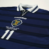 1998/00 Collins #11 Scotland Vintage Umbro Home Football Shirt (XL) 1998 WC