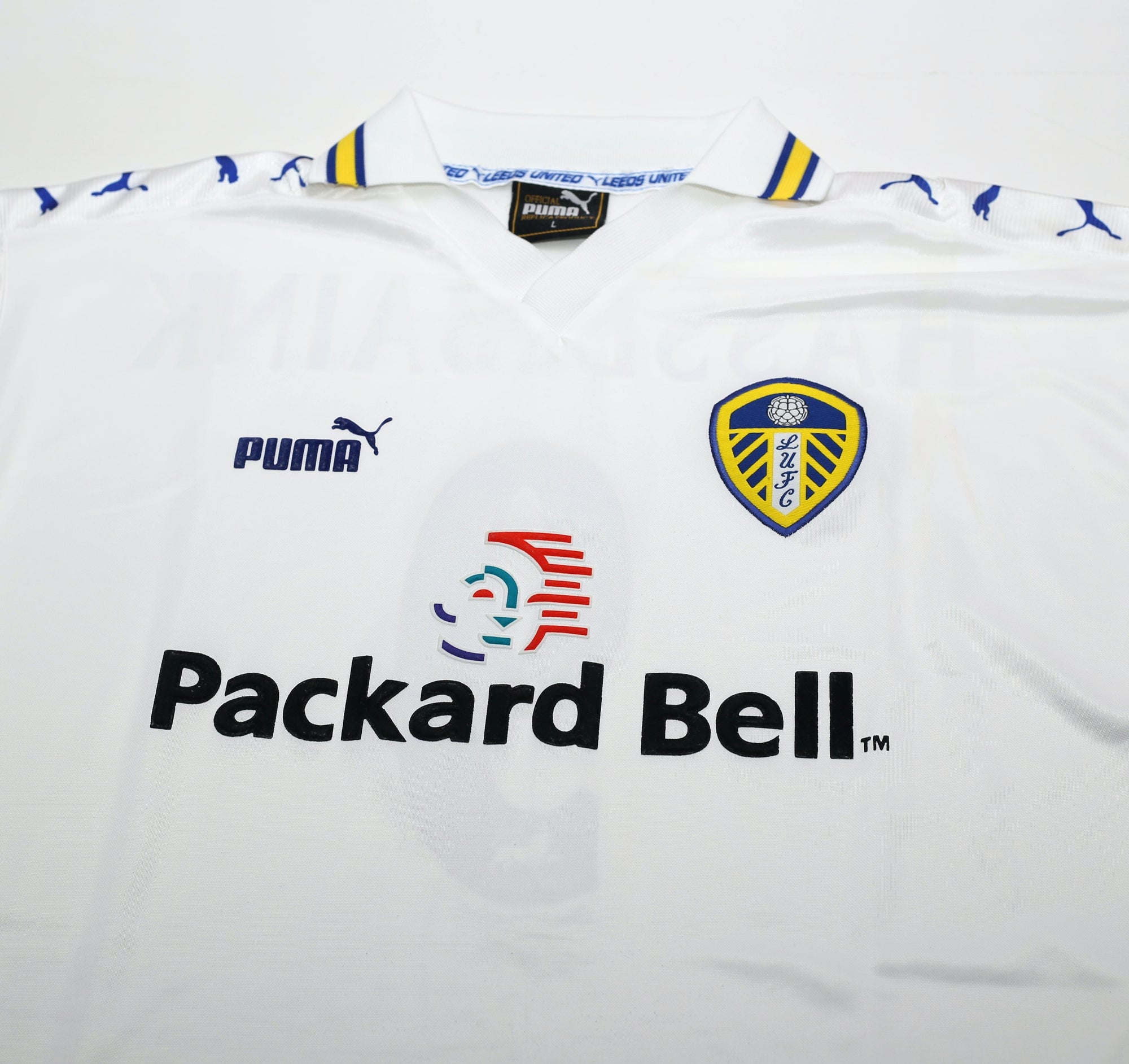 1998/00 Hasselbaink #9 Leeds United Vintage PUMA Home Football Shirt (L)