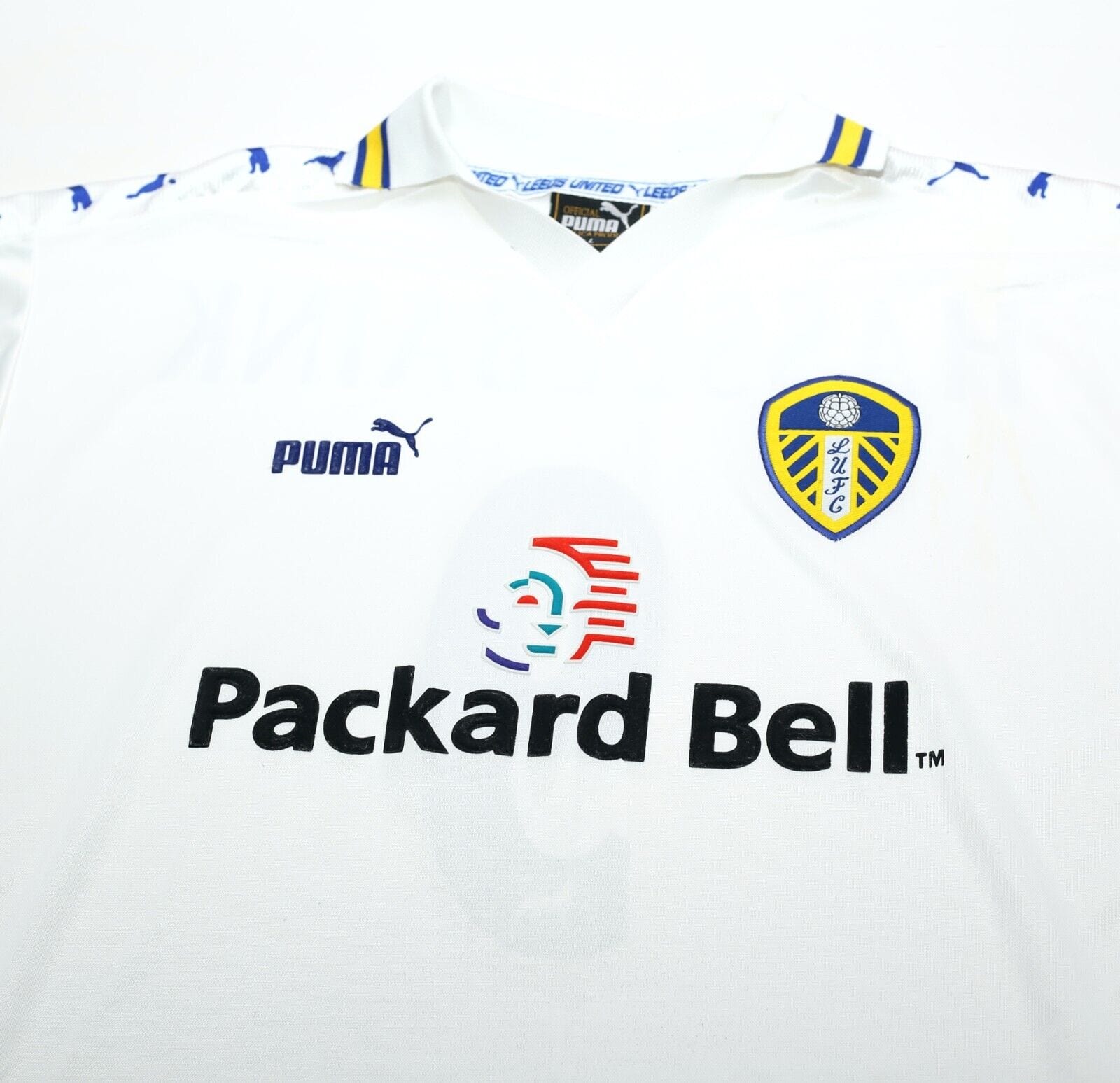 1998/00 HASSELBAINK #9 Leeds United Vintage PUMA Home Football Shirt (L)